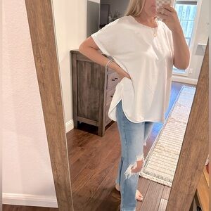 Sonoma white envelope split hem shirt